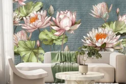 Fototapeta: Lilie wodne i zielone liście