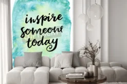 Fototapeta: Liternictwo ręcznie kaligrafii inspirujący cytat na tle akwareli