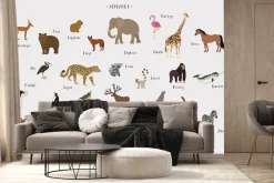 Fototapeta: Litery alfabetu i zwierzątka dziecięcy wzór