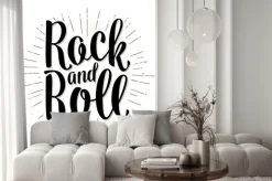 Fototapeta: Litery rock and roll z promieniami. wektor vintage