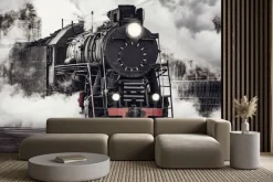 Fototapeta: Lokomotywa parowa na stacji kolejowej