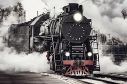 Fototapeta: Lokomotywa parowa na stacji kolejowej
