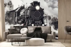 Fototapeta: Lokomotywa parowa na stacji kolejowej