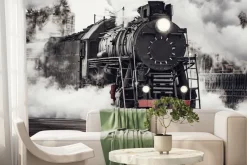 Fototapeta: Lokomotywa parowa na stacji kolejowej