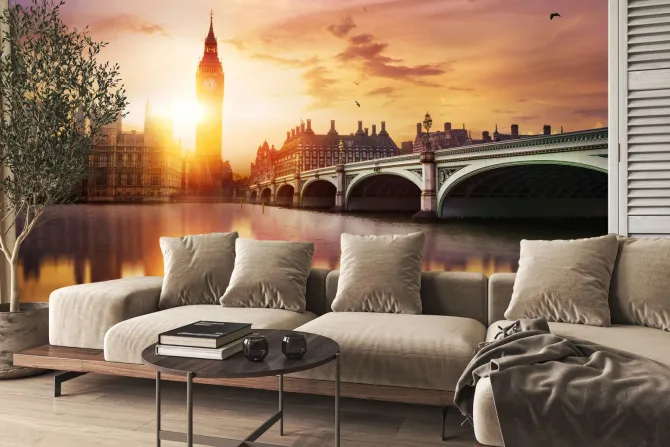 Fototapeta: Londyn o zachodzie słońca z widokiem na big ben