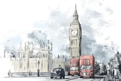 Fototapeta: Londyn z big benem i czerwonymi autobusami