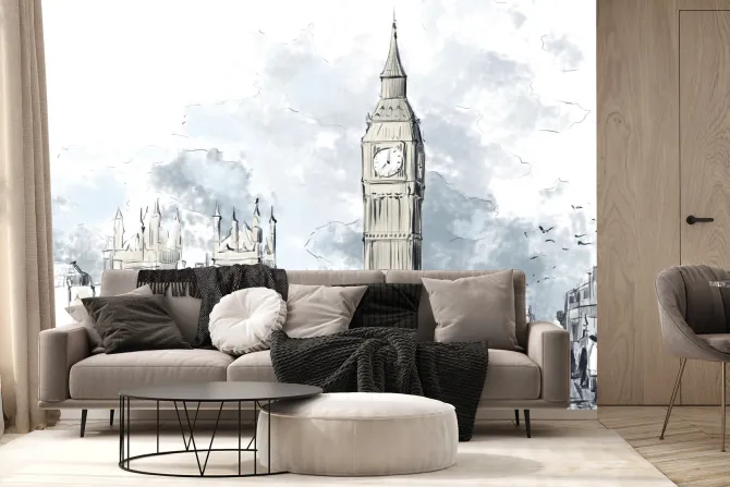 Fototapeta: Londyn z big benem i czerwonymi autobusami