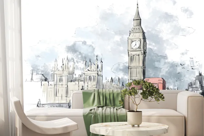 Fototapeta: Londyn z big benem i czerwonymi autobusami