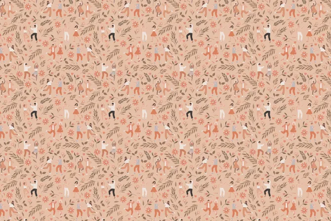 Fototapeta: Ludzie tańczący wśród kwiatów i liści