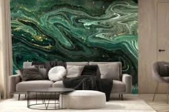 Fototapeta: Luksusowy zielony marmur ze złotymi zdobieniami