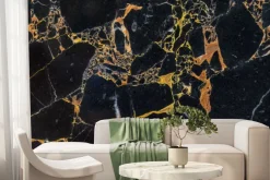 Fototapeta: Luksusowy złoty czarny kamień marmur wzór
