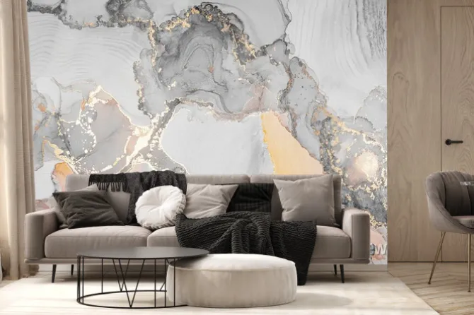 Fototapeta: Luxury abstract fluid art painting in alcohol ink technique.