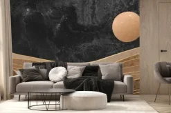 Fototapeta: Luxury landscape black and white art background with mountains