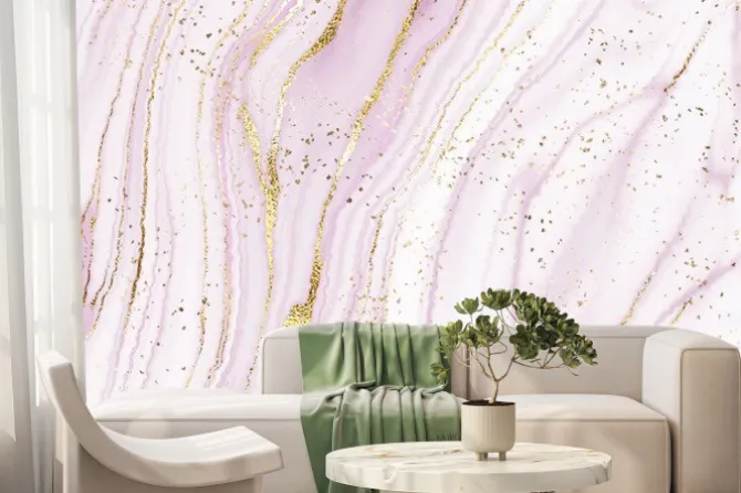 Fototapeta: Luxury marble canvas abstract painting background with gold wave