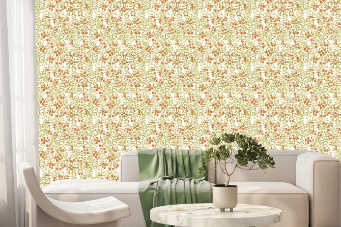 Fototapeta: Małe czerwone kwiaty wśród liści