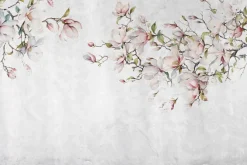 Fototapeta: Magnolia kwiaty na gałązkach drzewa na tle betonu