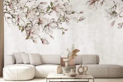 Fototapeta: Magnolia kwitnąca na betonowym murze