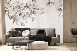 Fototapeta: Magnolia kwitnąca na betonowym murze