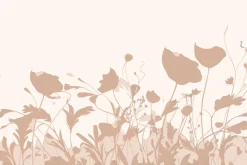 Fototapeta: Malowana beżowa łąką z dzikimi kwiatami