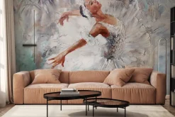 Fototapeta: Malowana farbą baletnica w białej sukni