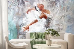 Fototapeta: Malowana farbą baletnica w białej sukni