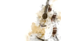 Fototapeta: Malowana gitara akwarela