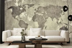 Fototapeta: Malowana mapa świata na betonie
