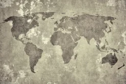 Fototapeta: Malowana mapa świata na betonie