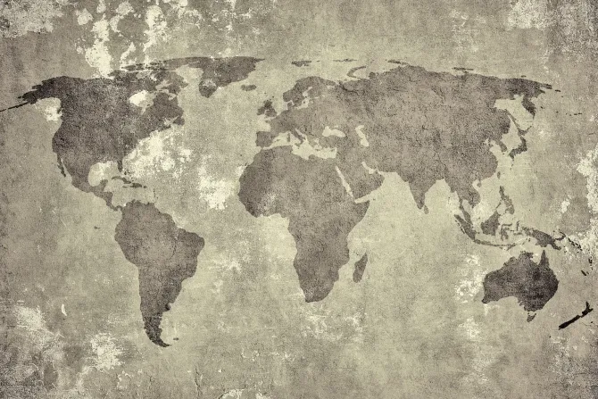 Fototapeta: Malowana mapa świata na betonie