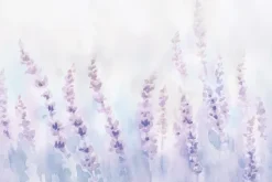 Fototapeta: Malowana pastelowa łąka z kwiatami lawendy