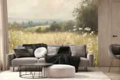 Fototapeta: Malowana polana z kwiatami