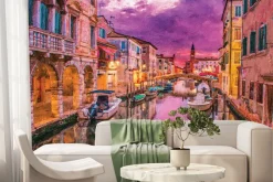 Fototapeta: Malowana wenecja z łódkami na tle katedry