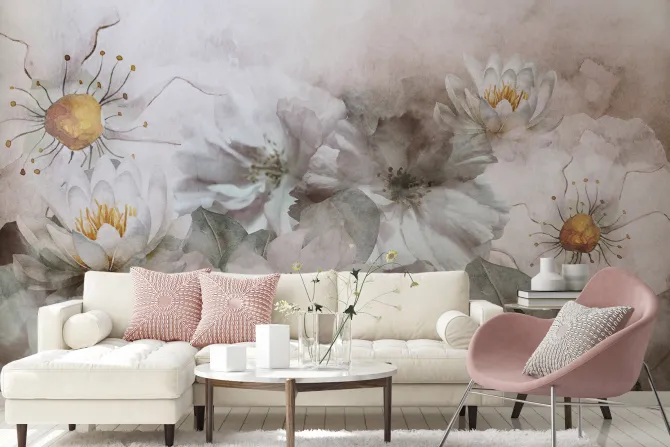 Fototapeta: Malowane akwarelowe dzikie kwiaty