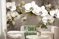 Fototapeta: Malowane białe kwiaty storczyka