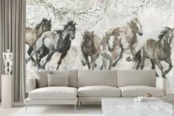Fototapeta: Malowane konie na ceglanej ścianie
