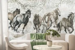 Fototapeta: Malowane konie na ceglanej ścianie
