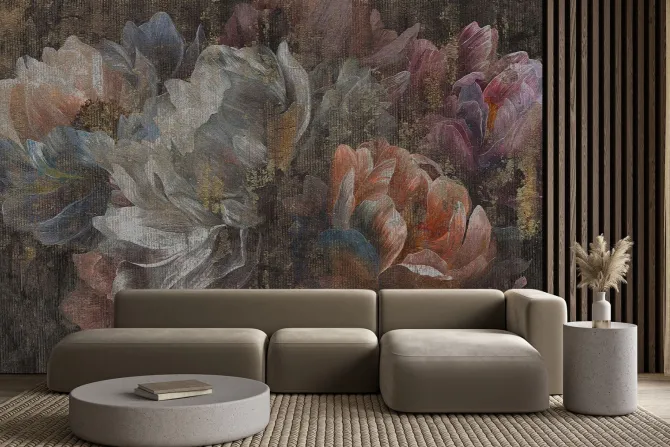 Fototapeta: Malowane kwiaty na tle grunge