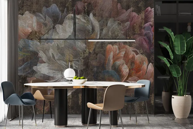 Fototapeta: Malowane kwiaty na tle grunge