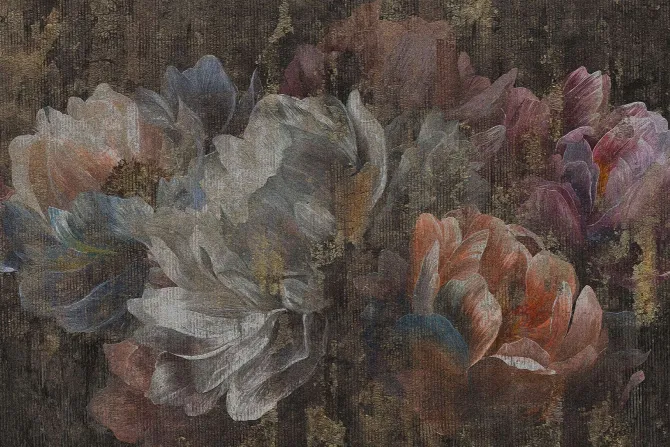 Fototapeta: Malowane kwiaty na tle grunge