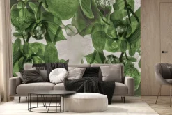 Fototapeta: Malowane przestrzenne orchidee na ścianie