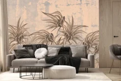 Fototapeta: Malowane tropikalne liście w stylu vintage
