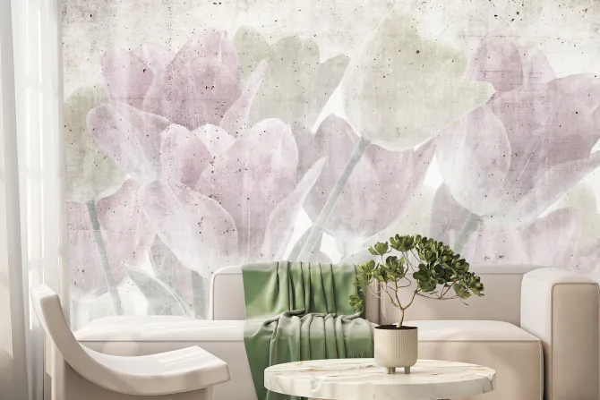 Fototapeta: Malowany bukiet delikatnych tulipanów