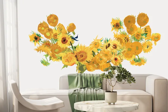 Fototapeta: Malowany bukiet ze słonecznikami