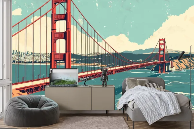 Fototapeta: Malowany most na tle metropolii