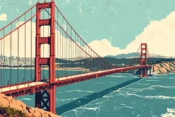 Fototapeta: Malowany most na tle metropolii