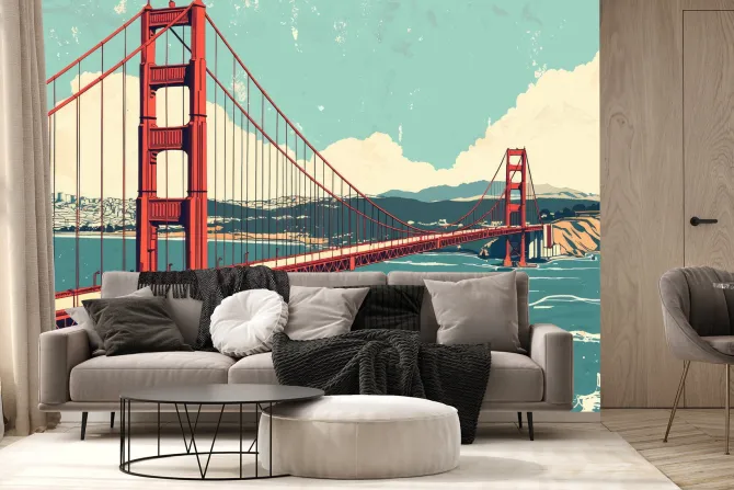 Fototapeta: Malowany most na tle metropolii