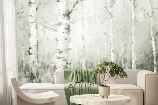 Fototapeta: Malowniczy krajobraz lasu brzozowego