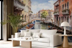 Fototapeta: Malowniczy obraz wenecji z gondolami