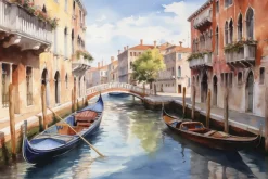 Fototapeta: Malowniczy obraz wenecji z gondolami
