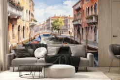 Fototapeta: Malowniczy obraz wenecji z gondolami